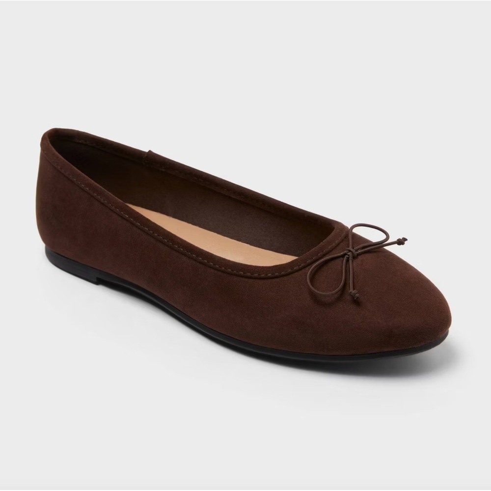 Chocolate Bow Ballet Flats A New Day Matilda Women's Size 8 NWT